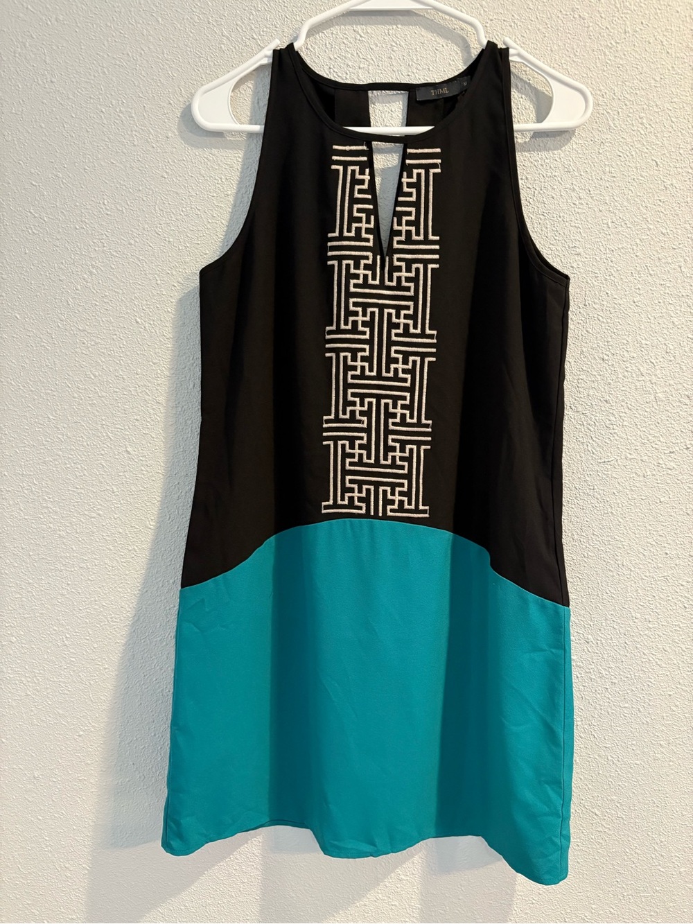 THML Anthropologie Sleeveless Dress Black and Teal Blue (size M)